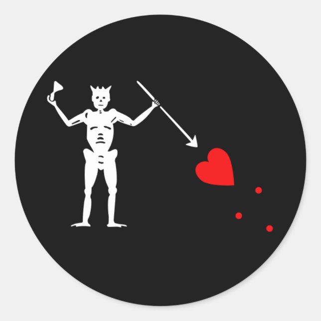 Blackbeard Edward Teach Flag Classic Round Sticker (Front)