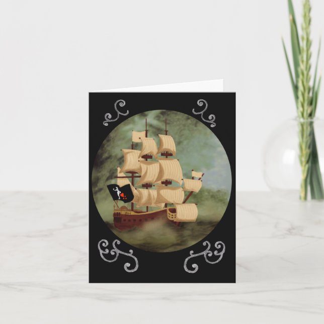 Blackbeard's Ship (Queen Anne's Revenge) Note Card (Front)