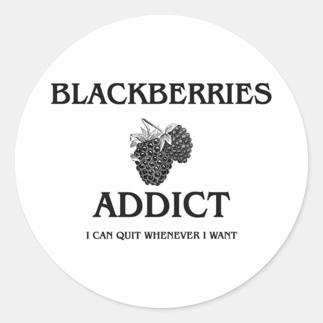 Blackberries Addict Classic Round Sticker (Front)