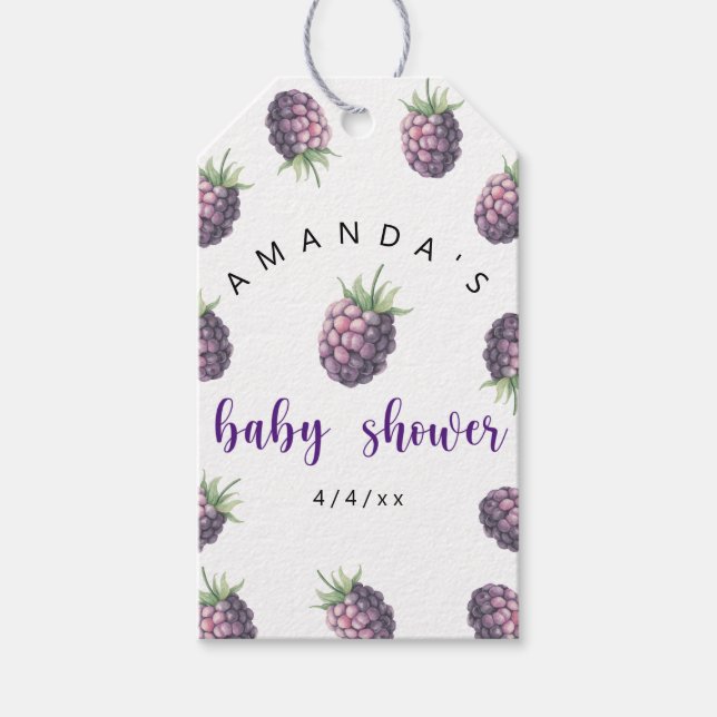 Blackberries - Baby shower Gift Tags (Front)