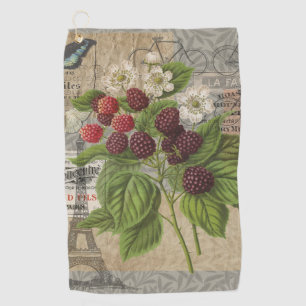 Blackberries Floral Garden Flower Butterfly Art Golf Towel