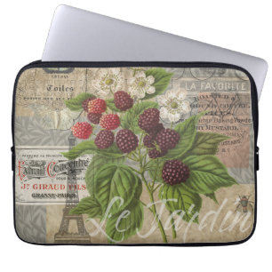 Blackberries Floral Garden Flower Butterfly Art Laptop Sleeve
