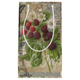 Blackberries Floral Garden Flower Butterfly Art Small Gift Bag