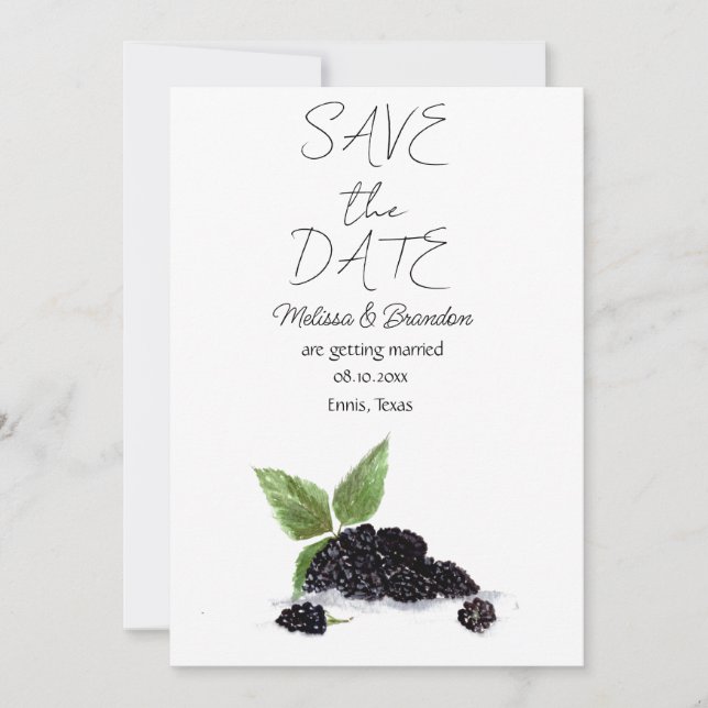 Blackberries Fruits Berry Rustic Wedding  Invitation (Front)