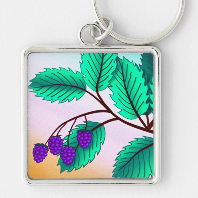 Blackberries on a branch key ring (Front)