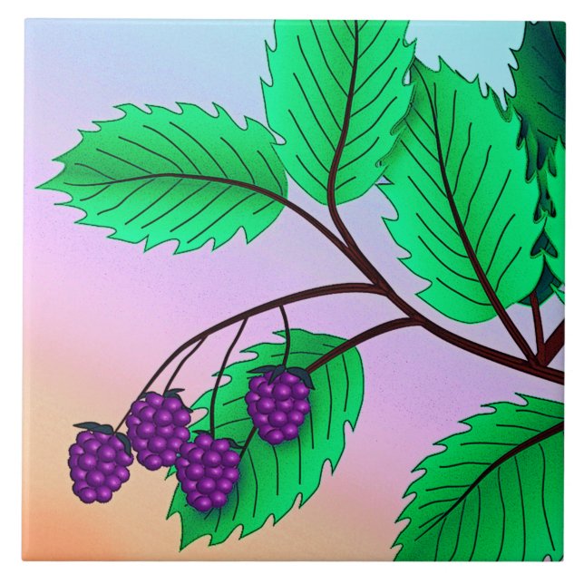 Blackberries on a branch tile (Front)