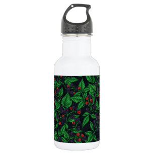 Blackberries on dark gray 532 ml water bottle