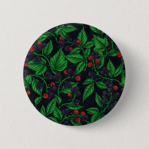 Blackberries on dark gray 6 cm round badge