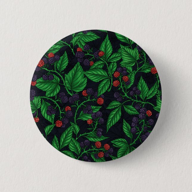 Blackberries on dark gray 6 cm round badge (Front)