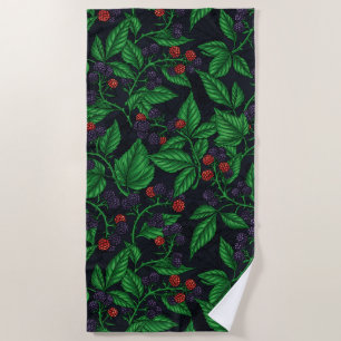 Blackberries on dark grey beach towel