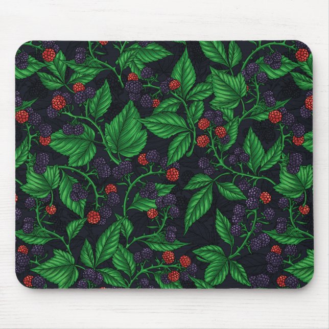 Blackberries on dark grey mouse pad (Front)