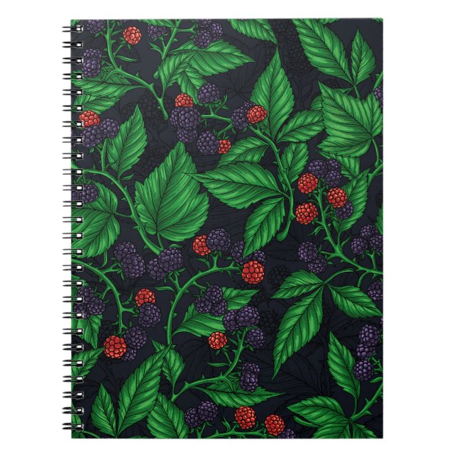 Blackberries on dark grey notebook (Front)