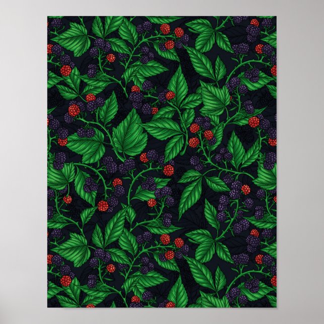 Blackberries on dark grey poster (Front)