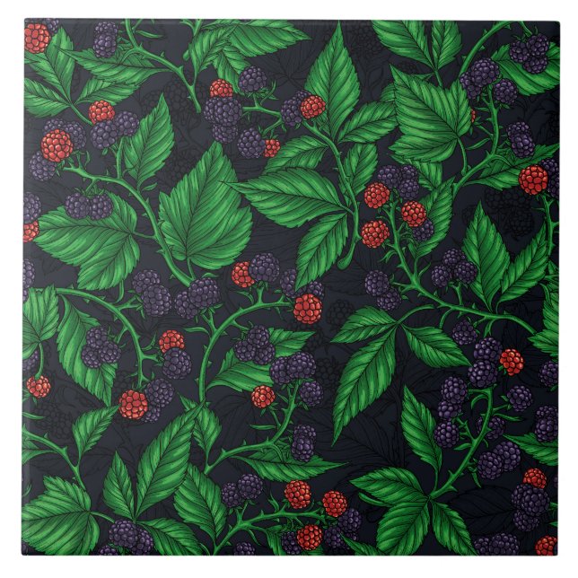 Blackberries on dark grey tile (Front)