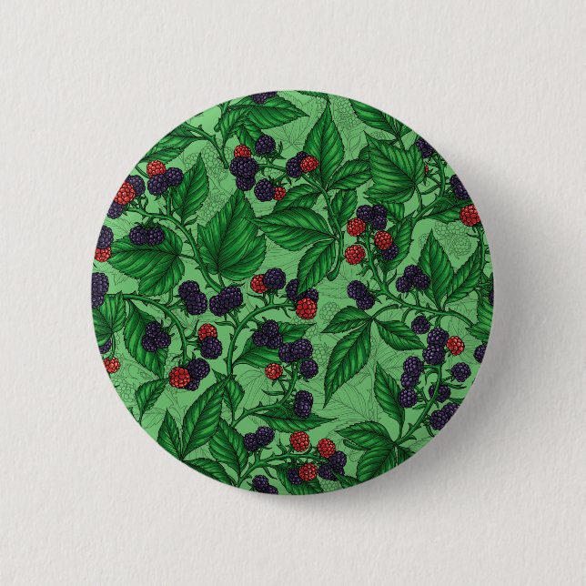 Blackberries on green 6 cm round badge (Front)