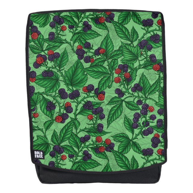 Blackberries on green backpack (Front)