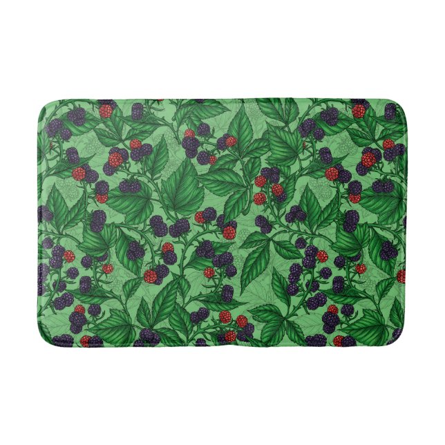 Blackberries on green bath mat (Front)