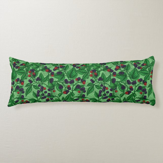 Blackberries on green body cushion (Front)
