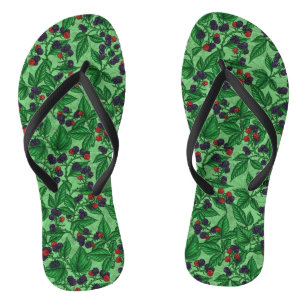 Blackberries on green jandals