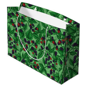 Blackberries on green large gift bag