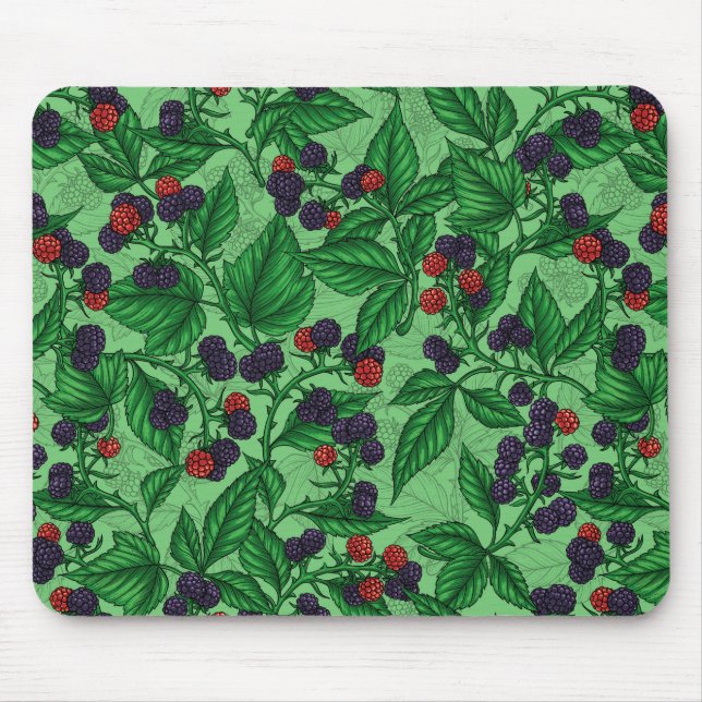 Blackberries on green mouse pad (Front)
