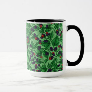 Blackberries on green mug