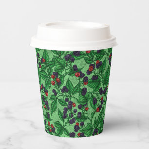 Blackberries on green paper cups