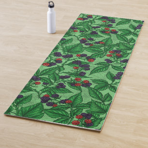 Blackberries on green yoga mat