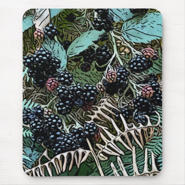 Blackberries on the vine mouse pad (Front)