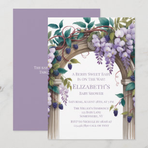 Blackberries & Wisteria Gender Neutral Baby Shower Invitation