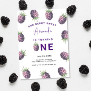 Blackberry 1st Birthday Party Berry First Invitation
