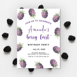 Blackberry 1st Birthday Party Berry First Invitation