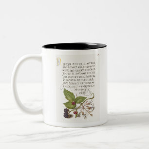 Blackberry and Nottingham Catchfly Calligraphy Two-Tone Coffee Mug