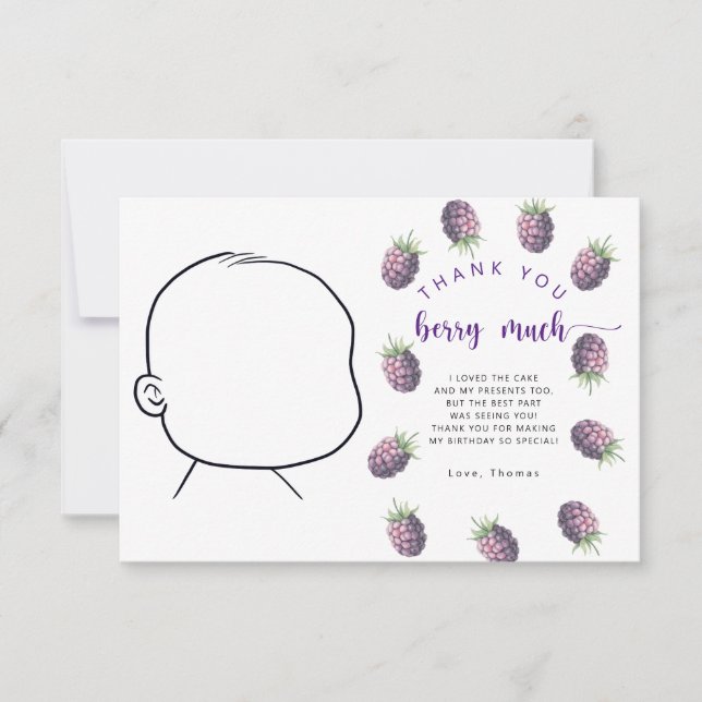 Blackberry birthday party thank you berry much (Front)