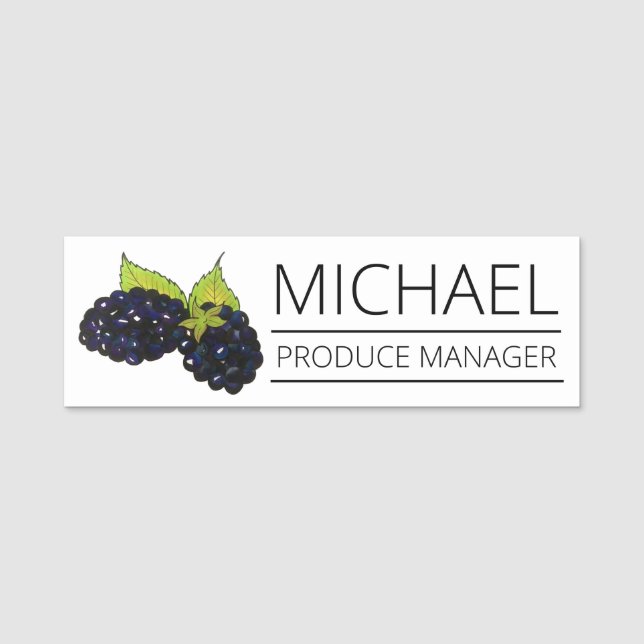 Blackberry Blackberries Berry Berries Fruit Grocer Name Tag (Front)