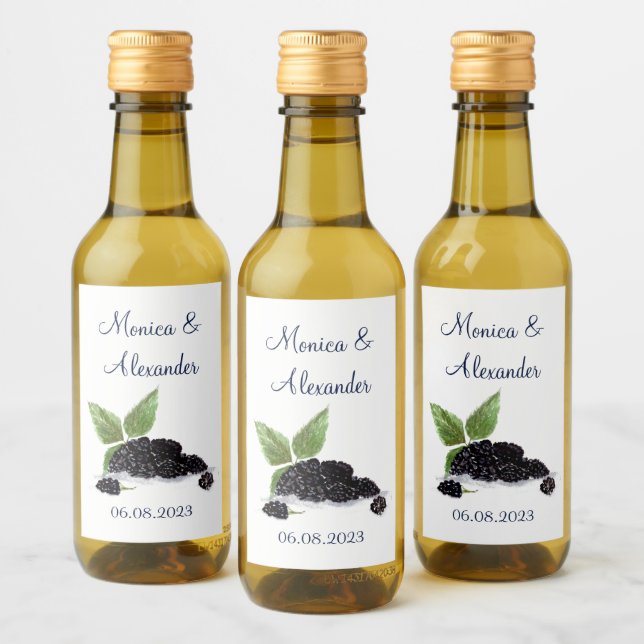 Blackberry Blackberries Fruits Summer Wedding Wine Label (Bottles)