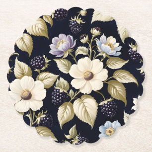 Blackberry & Blooms Paper Coaster