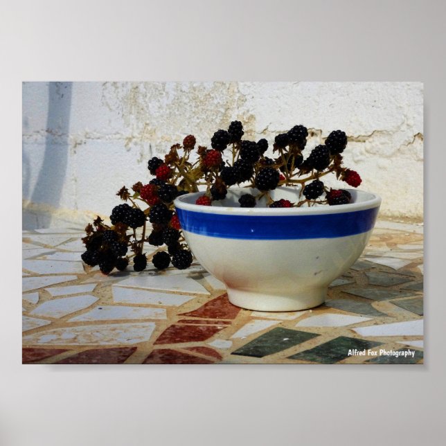 Blackberry Bowl on Mosaic Poster (Front)