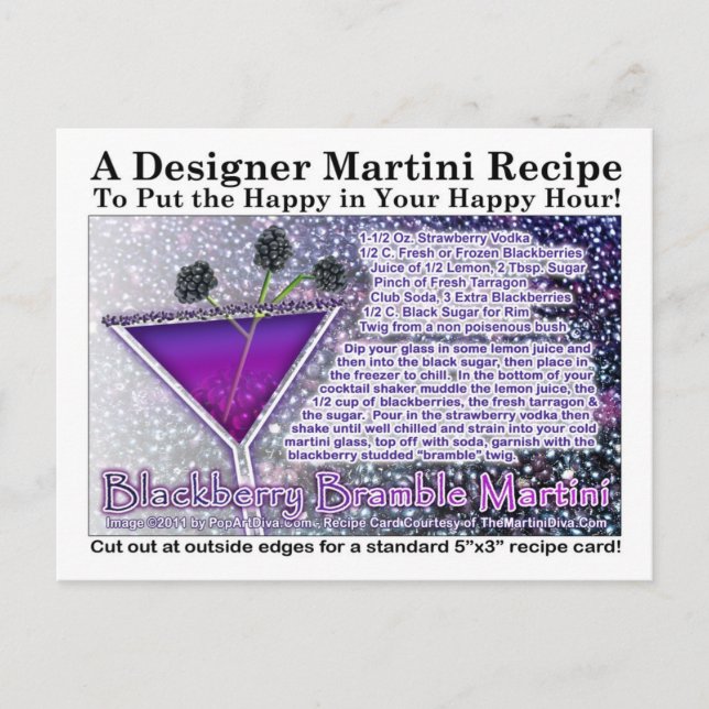 Blackberry Bramble Martini Recipe Postcard (Front)