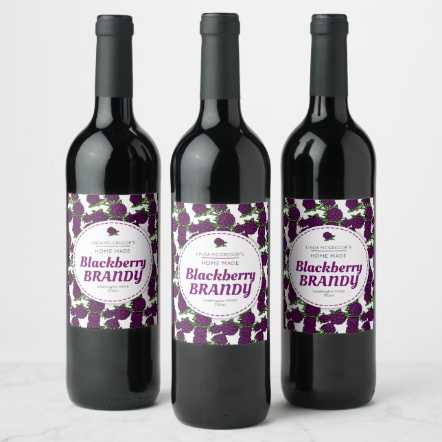 Blackberry brandy custom berry art wine label (Bottles)