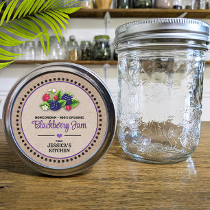 Blackberry Canning Jar Kraft Paper Style Label