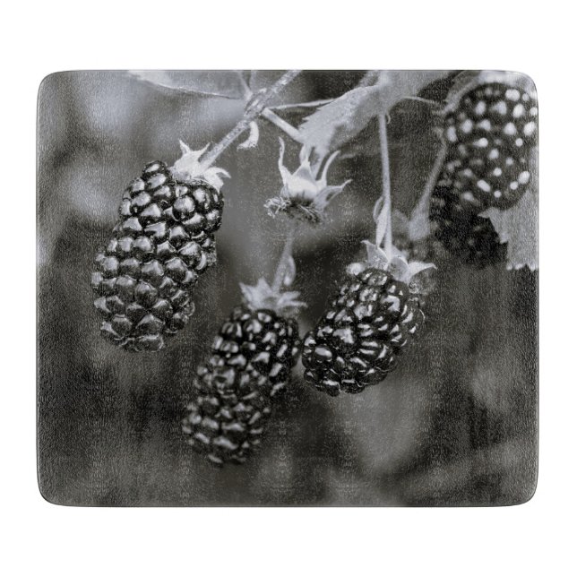 Blackberry Fruit Black and White  Cutting Board (Front)