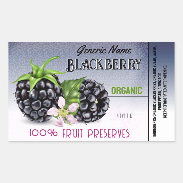 Blackberry Fruit Canning Rectangular Sticker (Front)