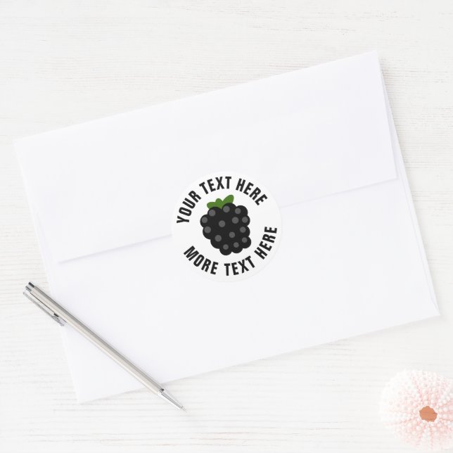 Blackberry fruit drawing custom round stickers (Envelope)