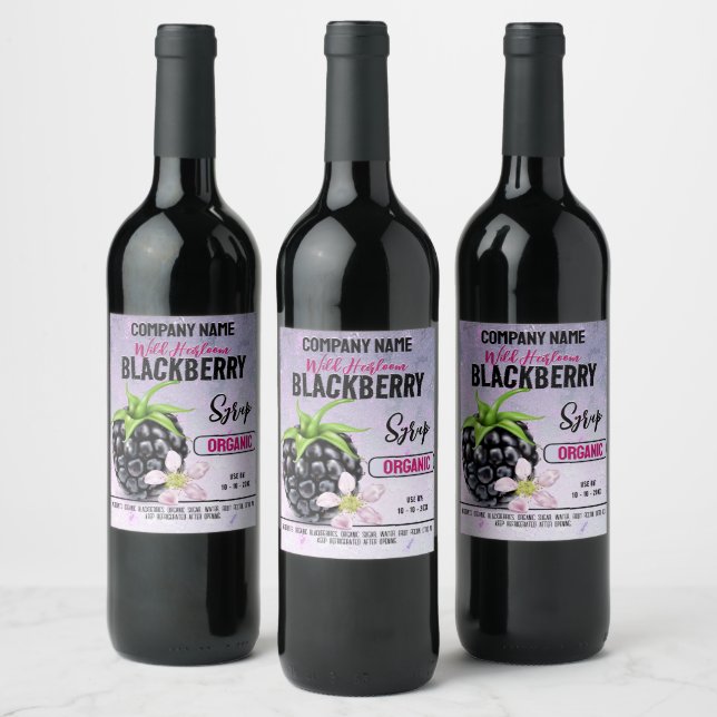 Blackberry Fruit Wine Label (Bottles)