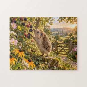 Blackberry Garden Hedgehog Design Jigsaw Puzzle
