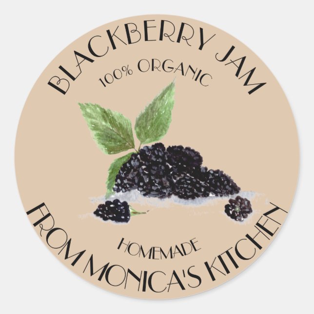 Blackberry Jam Blackberries Watercolor berries Classic Round Sticker (Front)