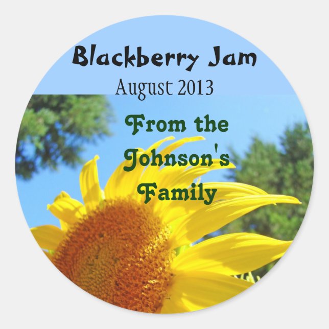 Blackberry Jam canning Labels Stickers Sunflowers (Front)