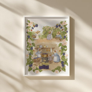 Blackberry Jam Mice Cottagecore Poster