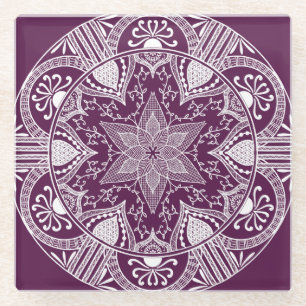 Blackberry Mandala Glass Coaster